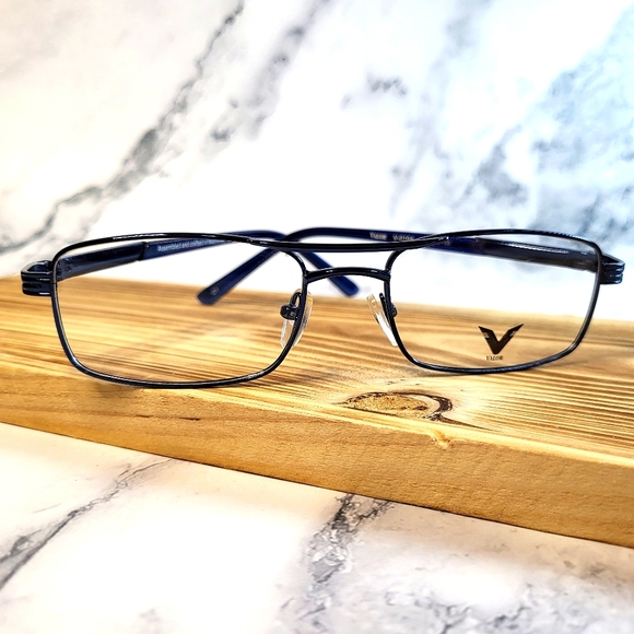 Made in USA Rx'able eyeglass frame BLUE glasses metal full rim men NEW 54-16-135 - Picture 2 of 5